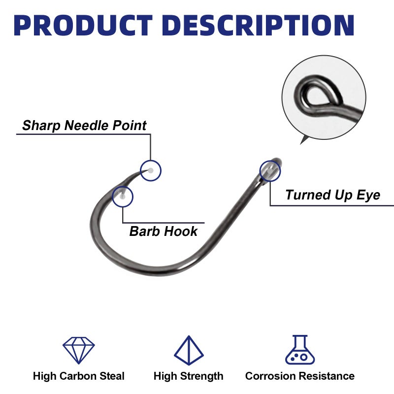 UCEC 500pcs Fishing Hooks Set Freshwater Saltwater High Carbon Steel 10 Different Sizes Small Fishing Hooks in a Plastic Box for Catfish Trout Bait Fishing Color Black - Image 2